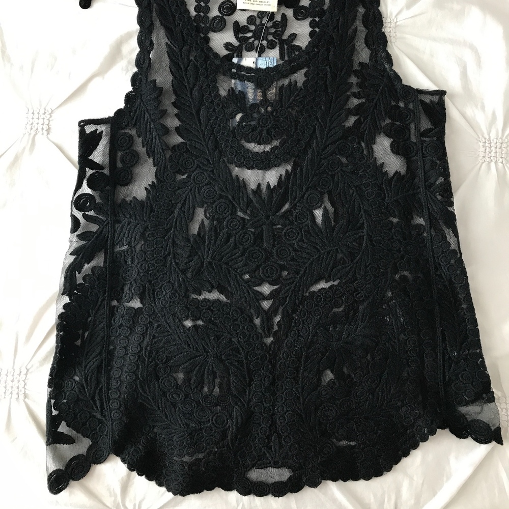 Urban Outfitters Lace & Embroidered Shirt